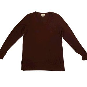 Lucky Ladies V-Neck Tunic Long Sleeve Pullover - Wine Color- Size Small.